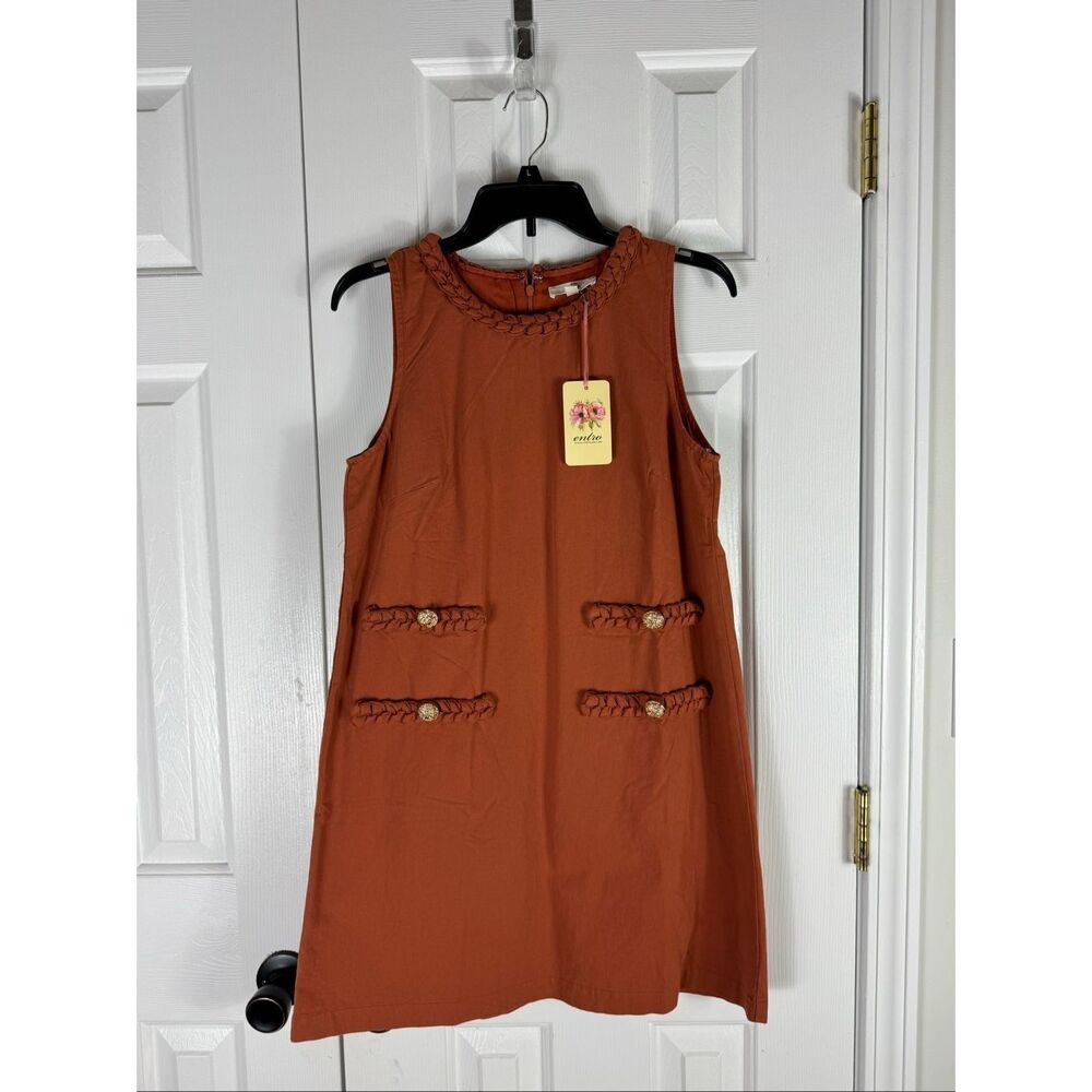 Nwt Entro Womens Braided Orange Rust Dress Size Small